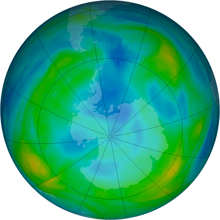 Antarctic ozone map for 30 May 1990